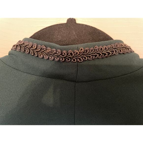 Vtg R&M Richards Karen Kwong 22W Dress Suit Top Green Embroidered Lined Formal - Picture 6 of 11